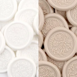 25pcs White and Grey Wreath Wax Seal Stickers Envelope Seal Stickers for Wedding,Bithday,BabyShower,Thanksgiving,Invatation