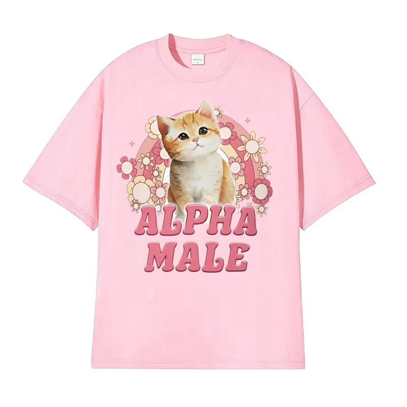 Alpha Male Cute Kitten Rainbow T Shirt Men Women Funny Cat Meme Graphic T Shirts Fashion Vintage Short Sleeve T-shirt Streetwear