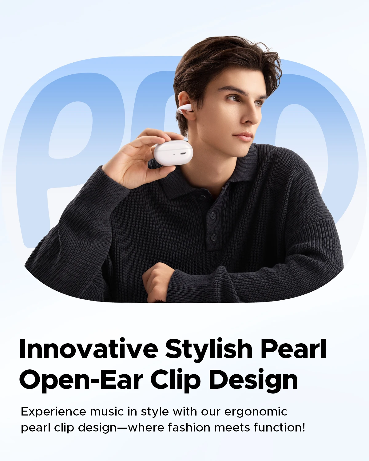 سماعات أذن SoundPEATS PearlClip Pro مفتوحة الأذن سماعات رأس لاسلكية بلوتوث 5.4 سماعات أذن مريحة للغاية بمشبك على براعم الأذن 24 ساعة للعب