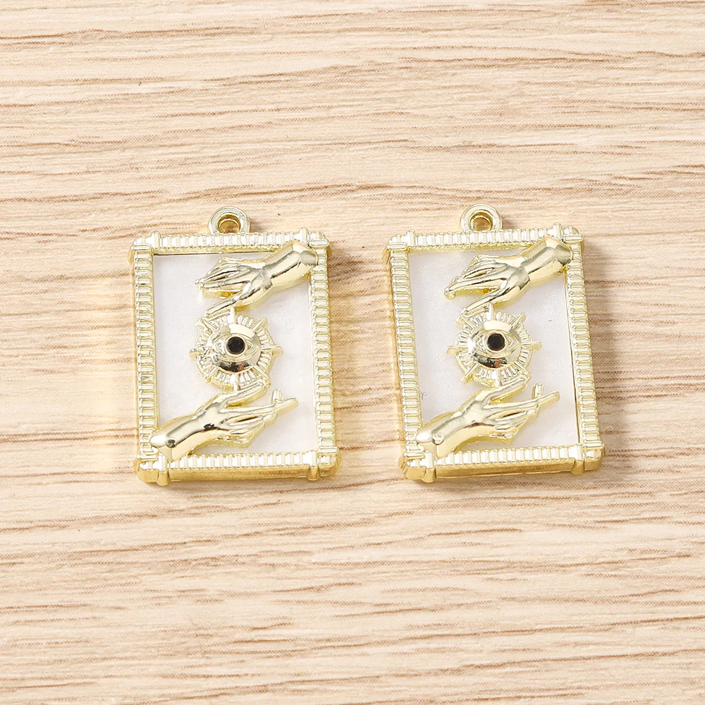 Tusember 5 Stück vergoldete Tarot-Stern-Mond-Böses-Auge-Hamsa-Hand-Anhänger Talisman-Charms für DIY-Schmuckherstellung, Halsketten, Ohrringe – Detail 30
