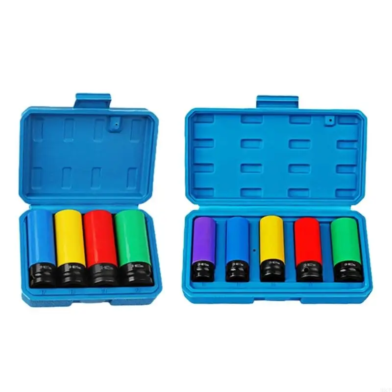 

M6CF Thin Socket Set for Husband Dad Impact Socket Antiscratch Wheel Protector Lug Nut Socket with Colored Sleeve