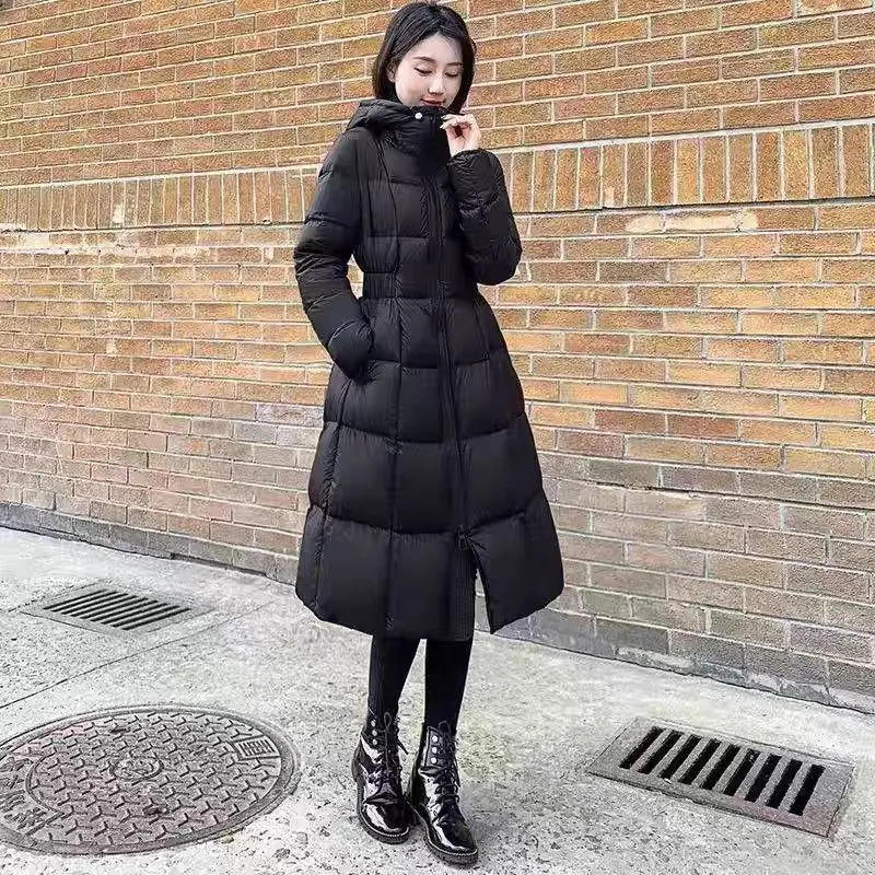 Mode Unten Baumwolle Mantel Weibliche 2026 Neue Winter Taille Lange Baumwolle Gefütterte Jacke Frauen Parkas Verdickt Outwear Mit Kapuze Over