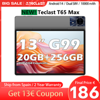 Teclast T65 Max 13 inch Android tablet 14 MediaTek Helio G99 (8GB + 12GB expansion) 20GB RAM 256GB ROM 10000mAh battery dual SIM 4G LTE 1920x1200 GPS Widevine L1 for Netflix