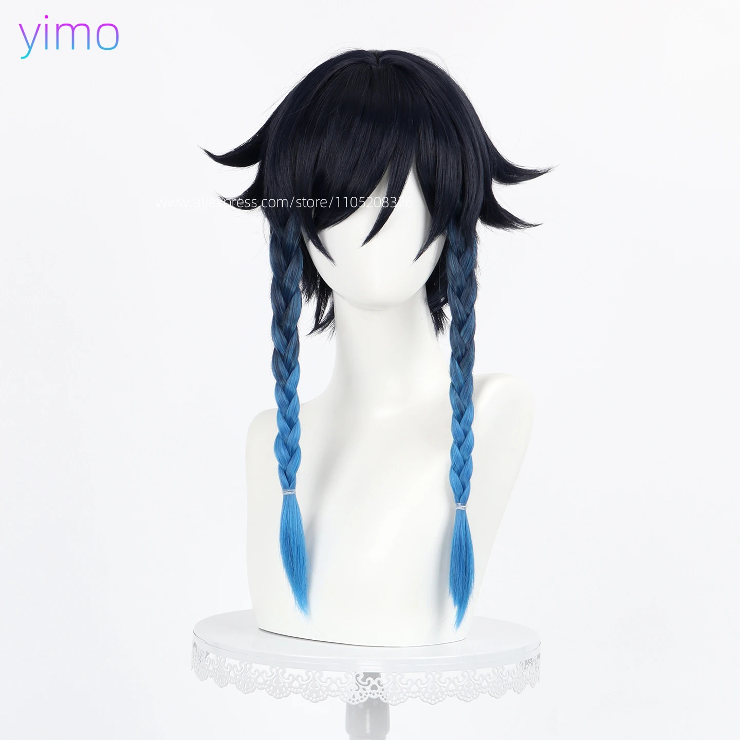 

Game shin Impact Venti Cosplay Wig Anime Wigs Braid Heat Resistant Synthetic Hair Halloween Wig Genn