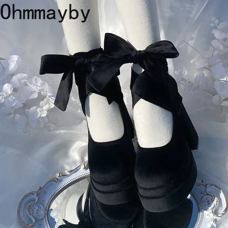 Designer Platform Women Mary Jane Shoes Fashion Elegant Cross Strap Thick Heel Shoes Ladies College Style Dress Pumps Shoes image 4