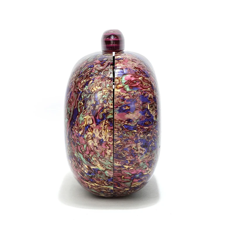 New Fashion Purple Handbags Round Marble Acrylic Evening Bags Luxury Brand Clutch Purse Wedding Party Women Wallet Messenger Bag - Image 4