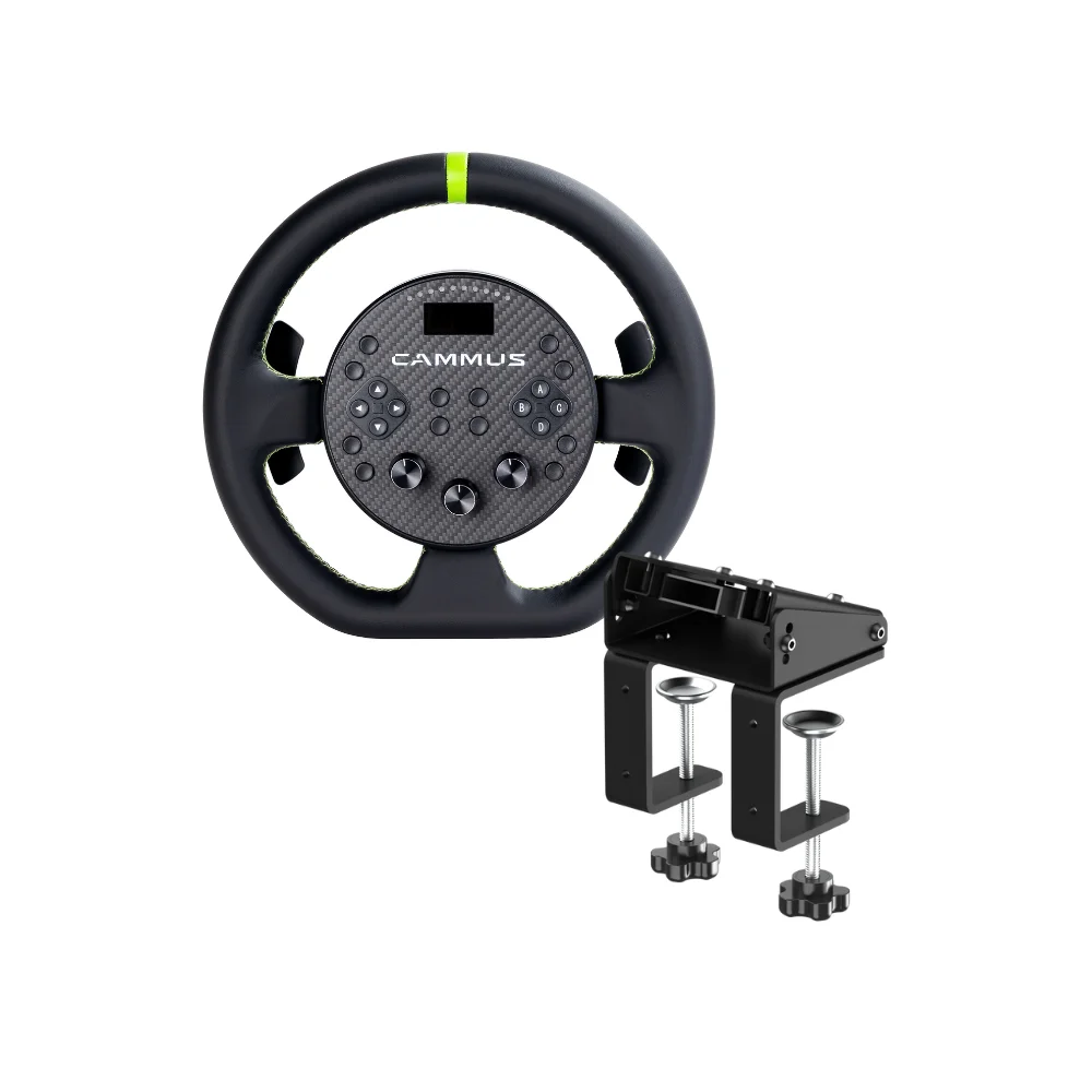 

CAMMUS Racing Simulator C5 и настольный зажим, чехол на колесо из натуральной кожи + обратная связь реальных сил, улучшенные магнитные переключатели весла