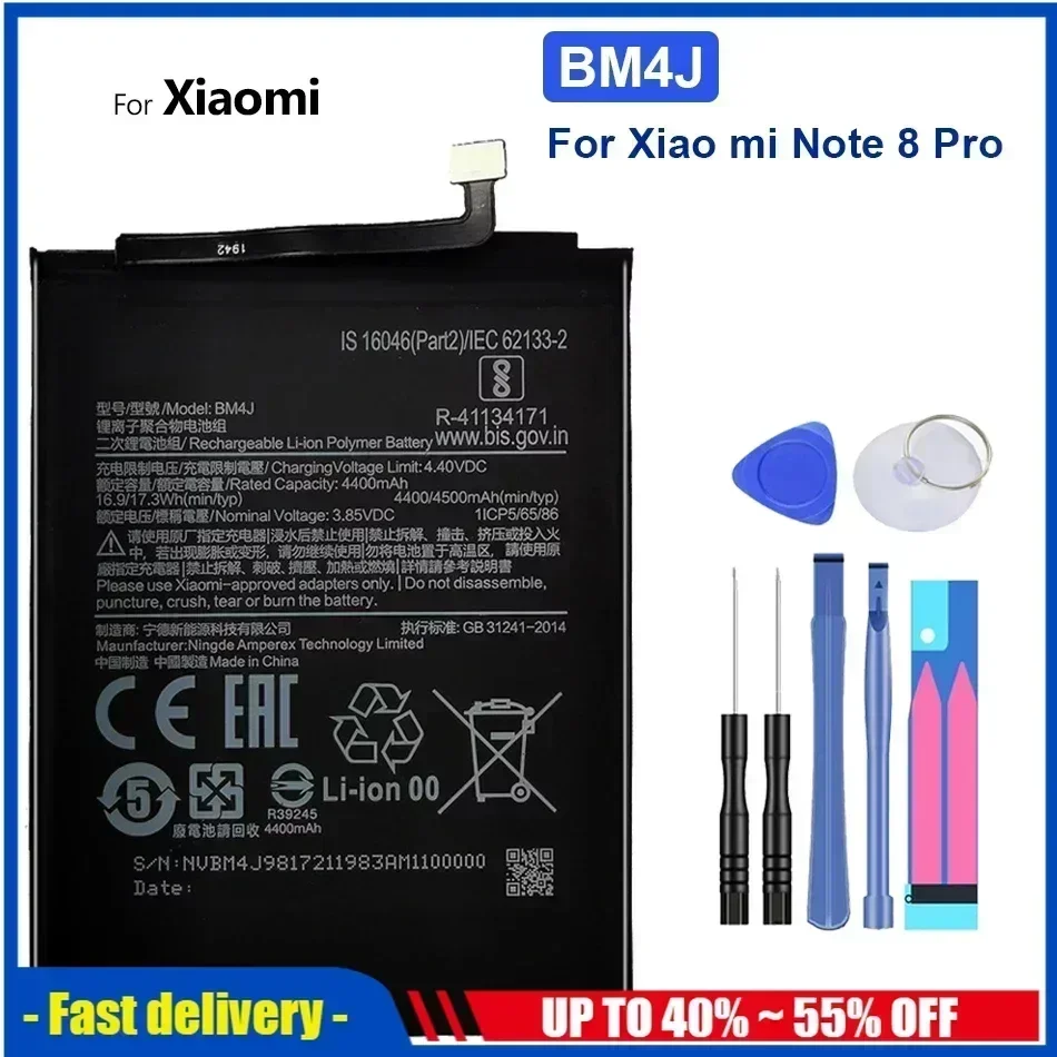 

Аккумулятор мобильного телефона для Xiaomi Redmi Note 8 Pro Note8 Pro, сменные аккумуляторы BM4J, полная емкость 4500 мАч + быстрая доставка