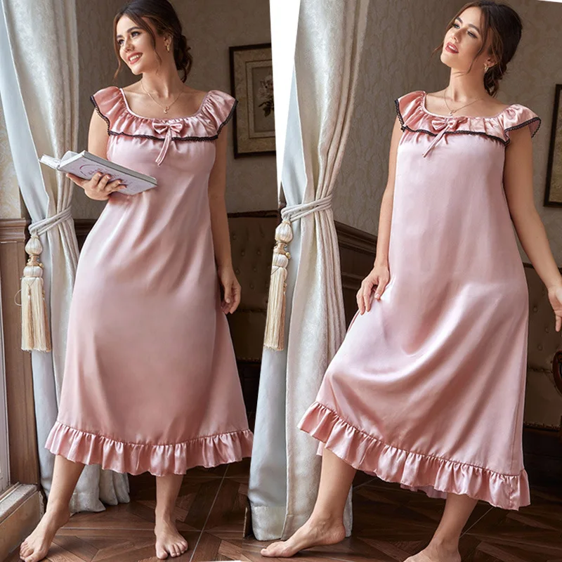 

Women's Sleep Lounge Nightgowns Sleepshirts Thin model Home Wear Casual Loose-Fitting And Comfortable