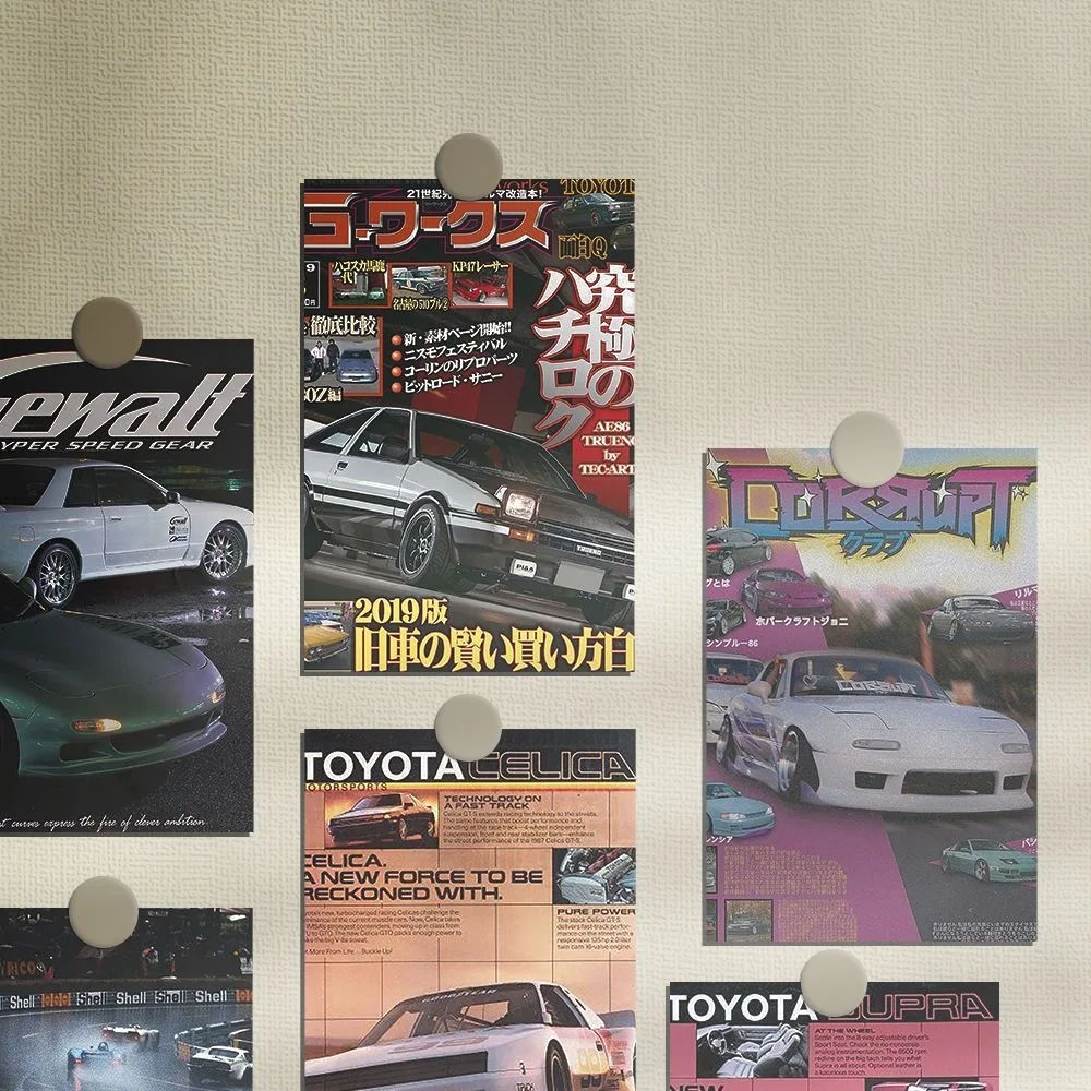 10pcs JDM Car Japanese Racing Retro Wall Collage Kit for Room Decor Aesthetic Posters Prints for Bedroom Teen Boys Kids Gift