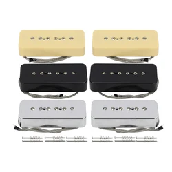 FLEOR 2PCS Vintage Alnico 5 P90 Pickups Soapbar Single Coil Pickups Set Cream /Black/ Chrome Choose