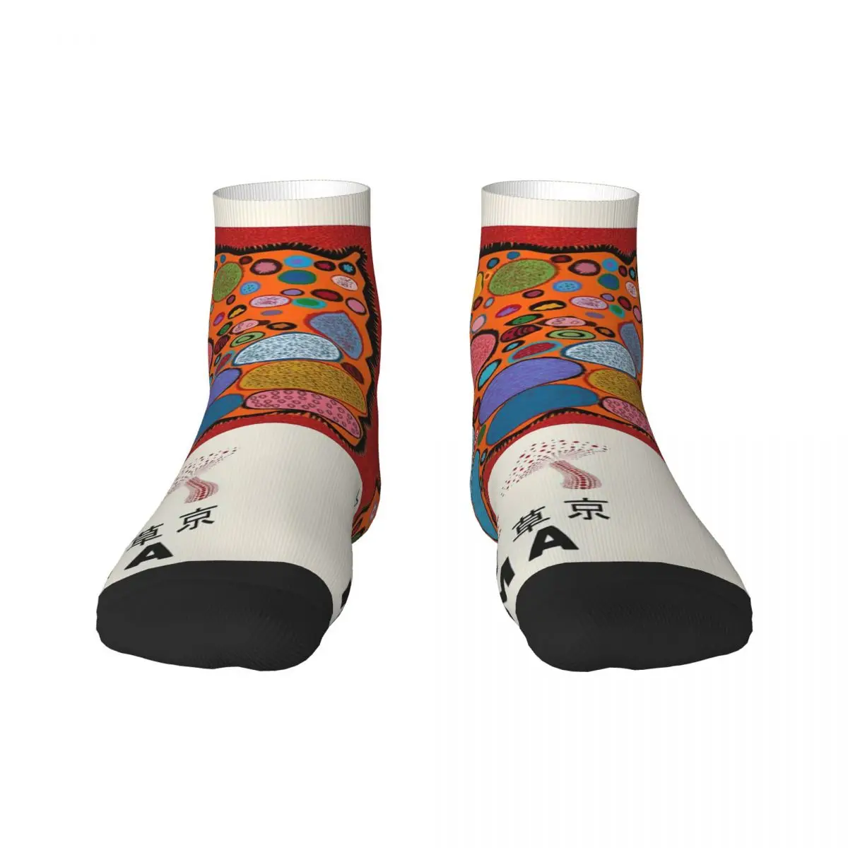 Cool Men's Yayoi Kusama Abstract Mushroom Dress Socks Unisex Breathbale Warm 3D Printing Crew Socks