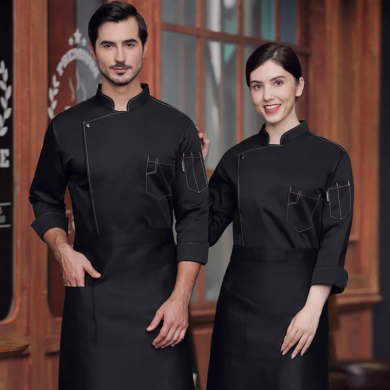 Hotel Chef uniforme manica lunga uomo donna giacca da cuoco ristorante cucina abbigliamento da lavoro pasticceria pasticceria Baker cameriere Unisex