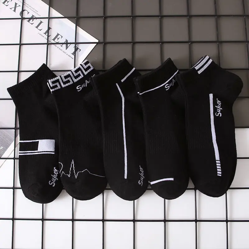 Simple Sport Socks Unisex Summer Trendy Short Cotton Socks Anti-Odor Sweat Absorbent Korean Style Versatile Socks for Men And...