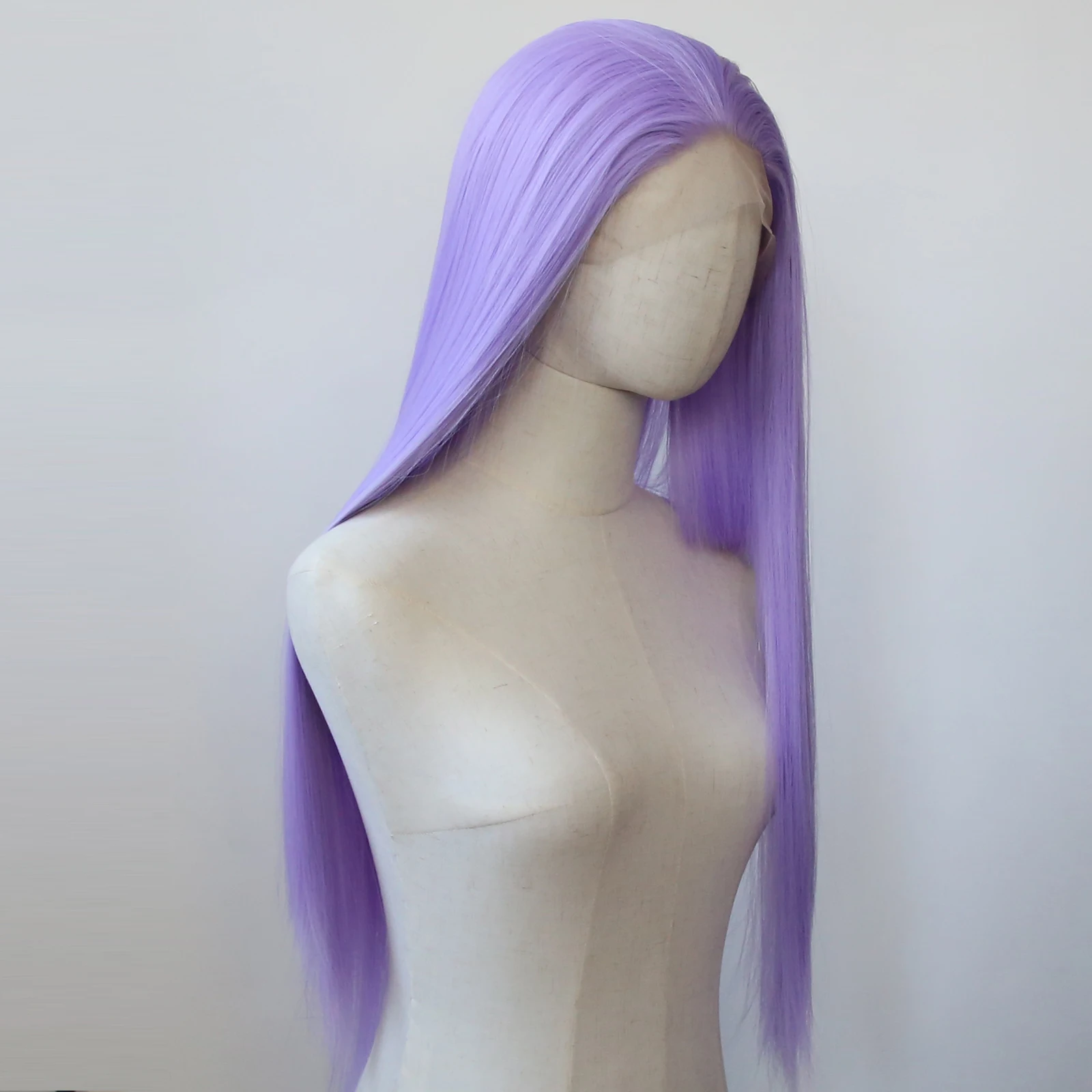 

Lavender Synthetic Lace Front Wig Long Straight Light Purple Synthetic Wig Pre Plucked Heat Resistant Hair Wig