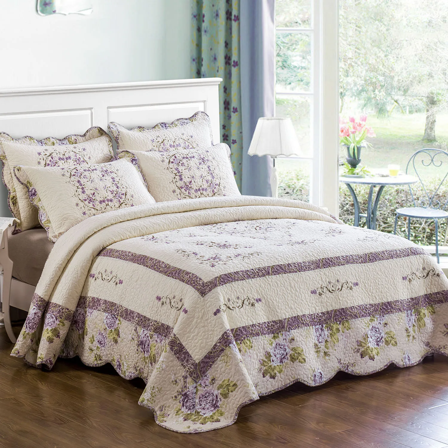 

CHAUSUB Embroidered Cotton Quilt Set 3PCS/1PC Bedspread on the Bed Patchwork Comforter King Size Summer Quilted Coverlet for Bed