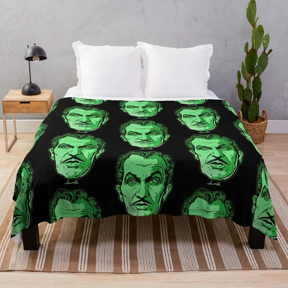 

art Vincent Price green Throw Blanket Decorative Beds for winter Thin Soft Blankets