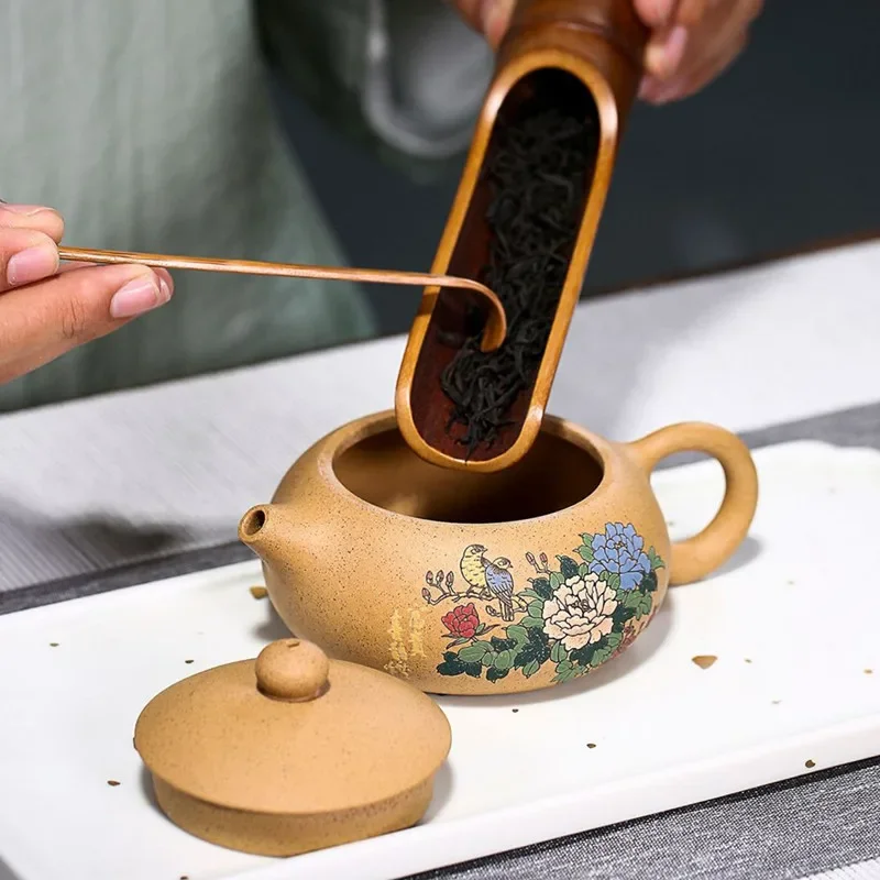 180ml Chinese Yixing Purple Clay Teapots Raw Ore Section Mud Flat Xishi Tea Pot Handmade Filter Zisha Kettle Household Drinkware