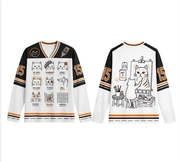 Retro Japanese style 3D printed long sleeved T-shirt for men and women, V-neck streetwear, loose sports long sleeved T-shirt view 2