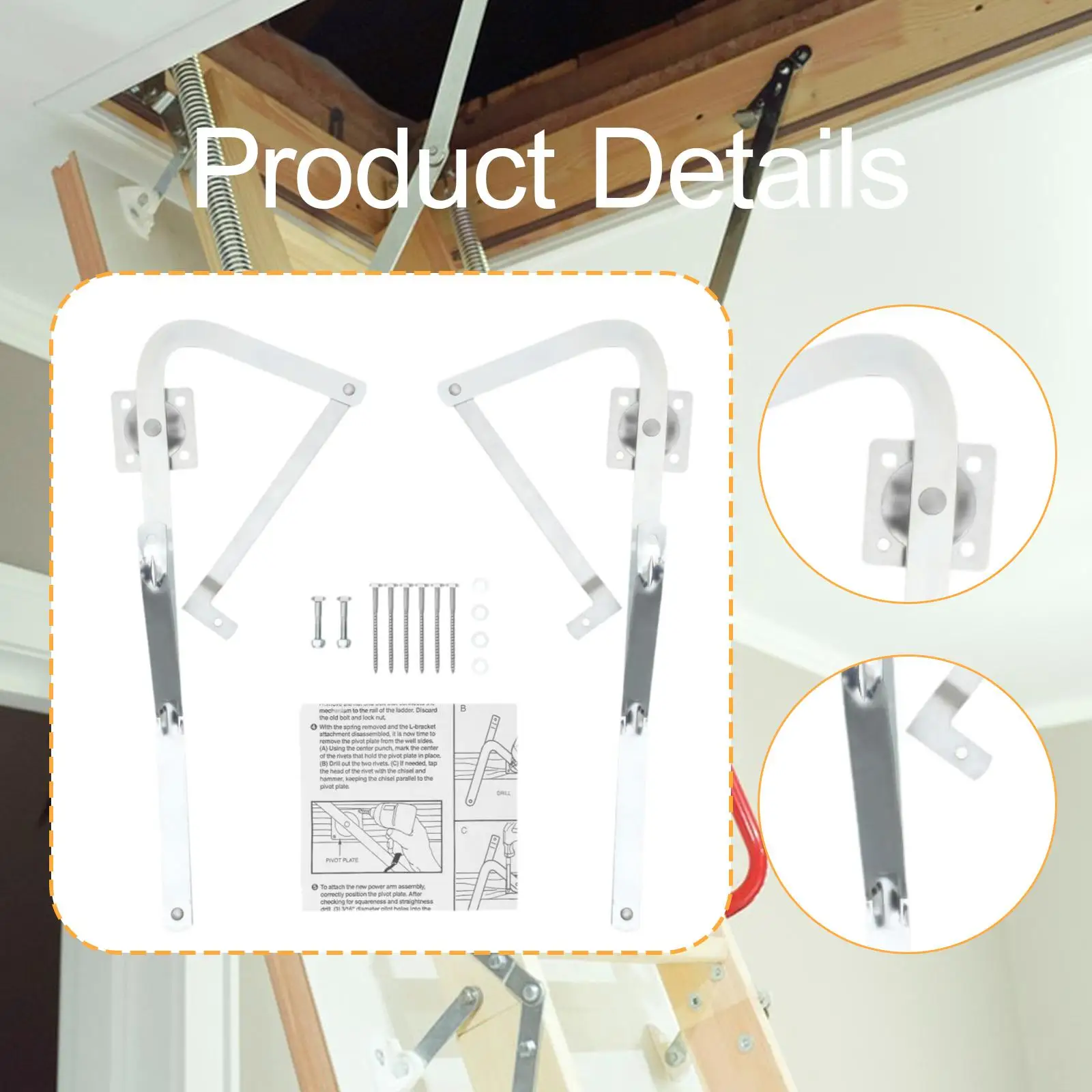 Bild 4: Verzinkte Dachbodenleiter-Scharnierarme, Robustes Ersatzkit, Einfache Installation, Hardware für Werner Mk5 WU2210 W2208 Dachbodenleiter-Teile