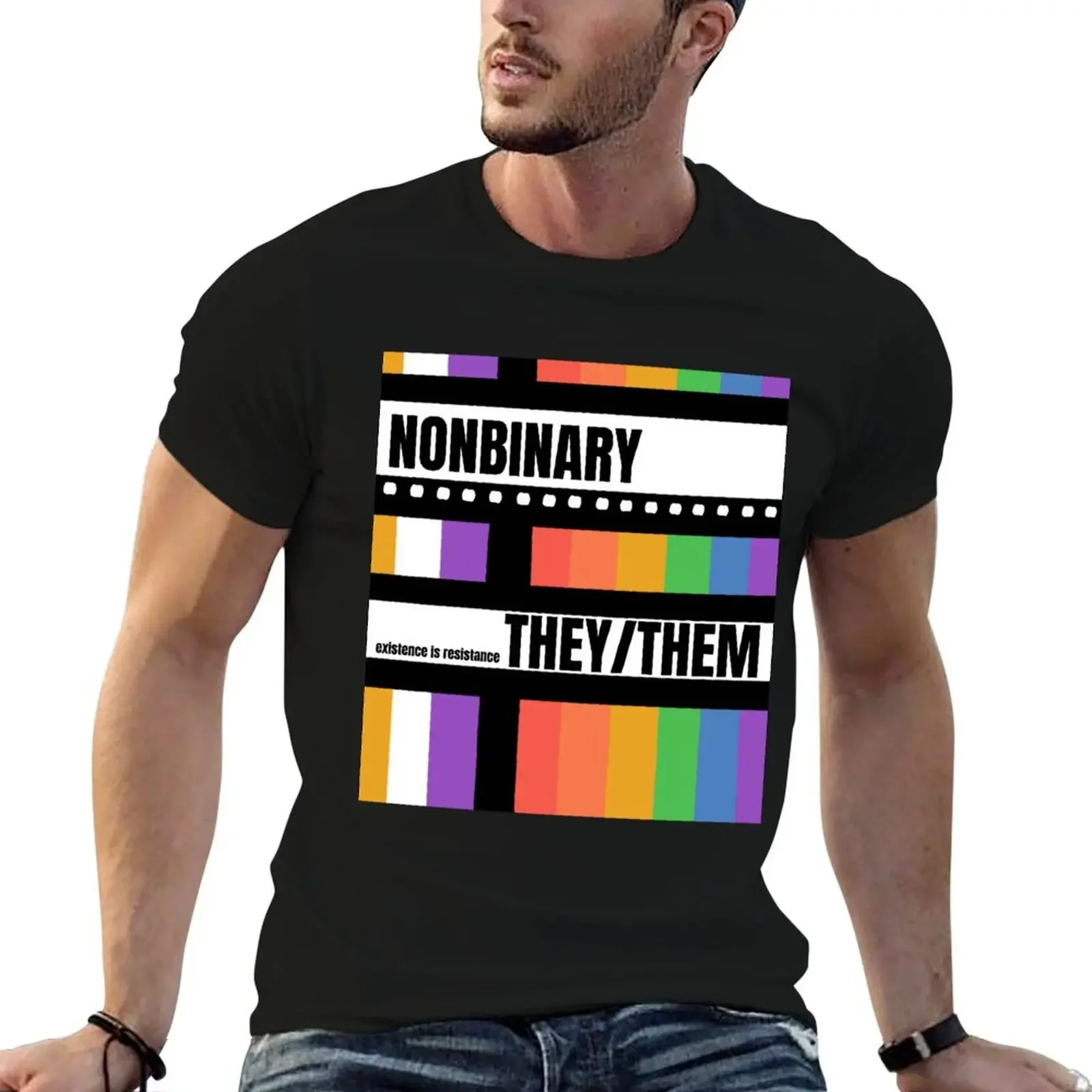 nonbinary they/them T-Shirt vintage t shirts kawaii clothes Men's cotton t-shirt