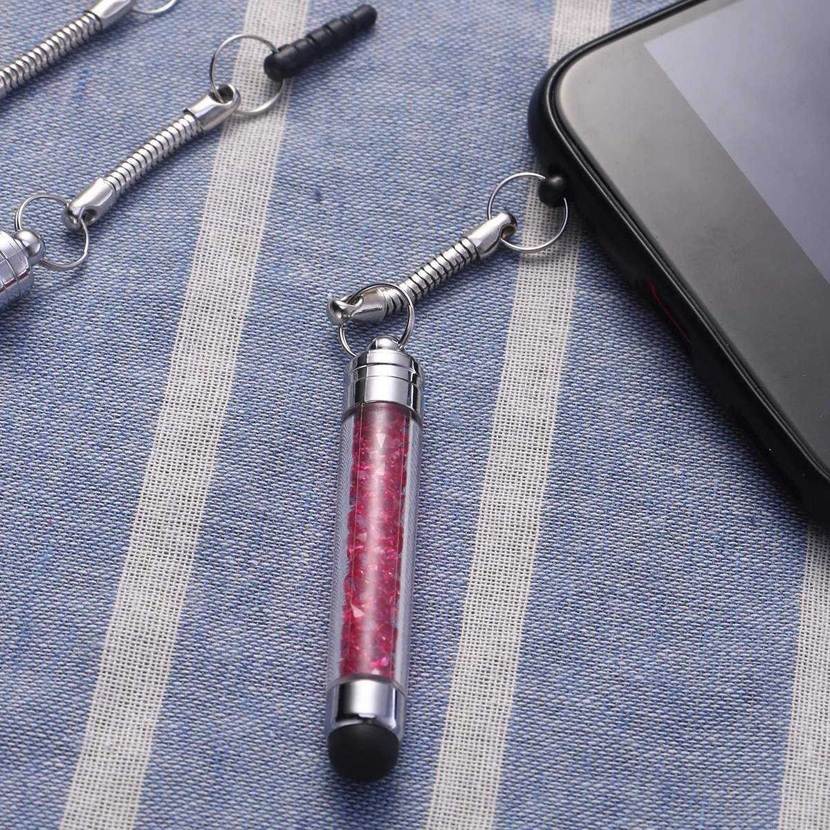 

10 PCS Mobile Phone Pendant Stylus Touch Crystal Pens Diamond Glitter Capacitive