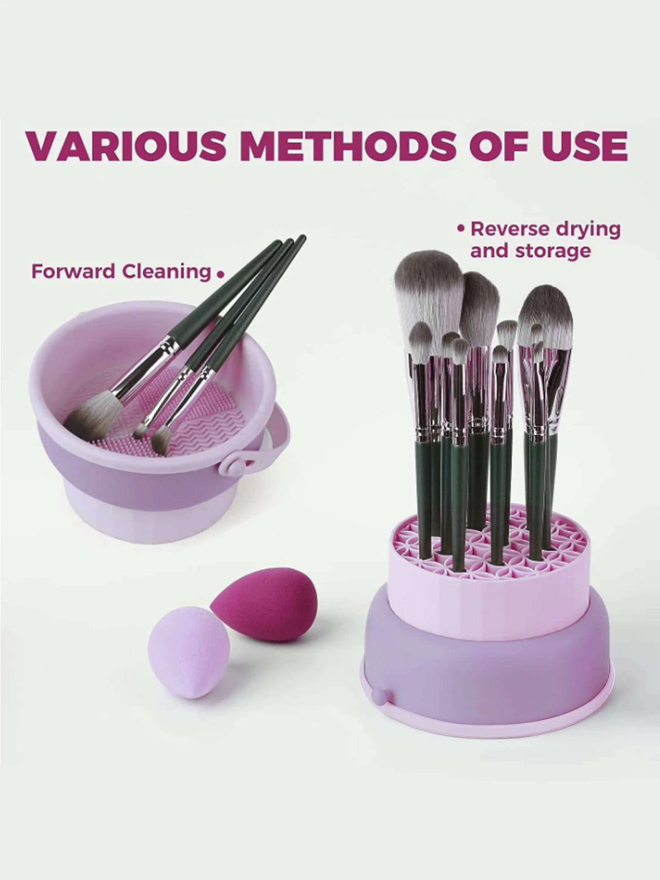 Nettoyeur de pinceaux de maquillage 3 en 1, organisateur de sèche-linge, Station de lavage et tapis de rangement en Silicone pour pinceaux cosmétiques, éponges de mélangeur de beauté