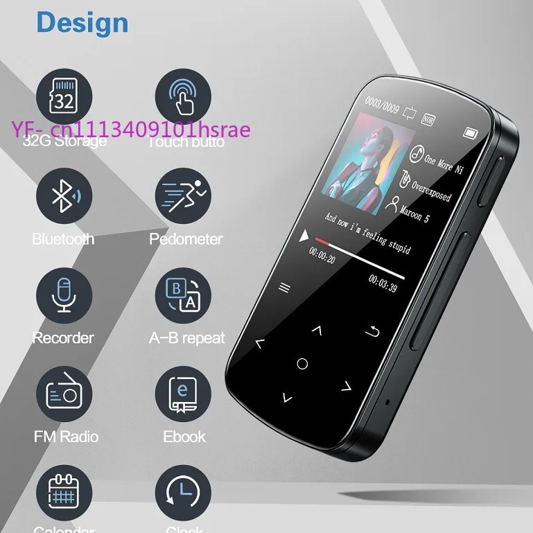 32GB Portable MP3 Player Ultra Thin Music Player with HD Screen Sports Style MP4 for Students