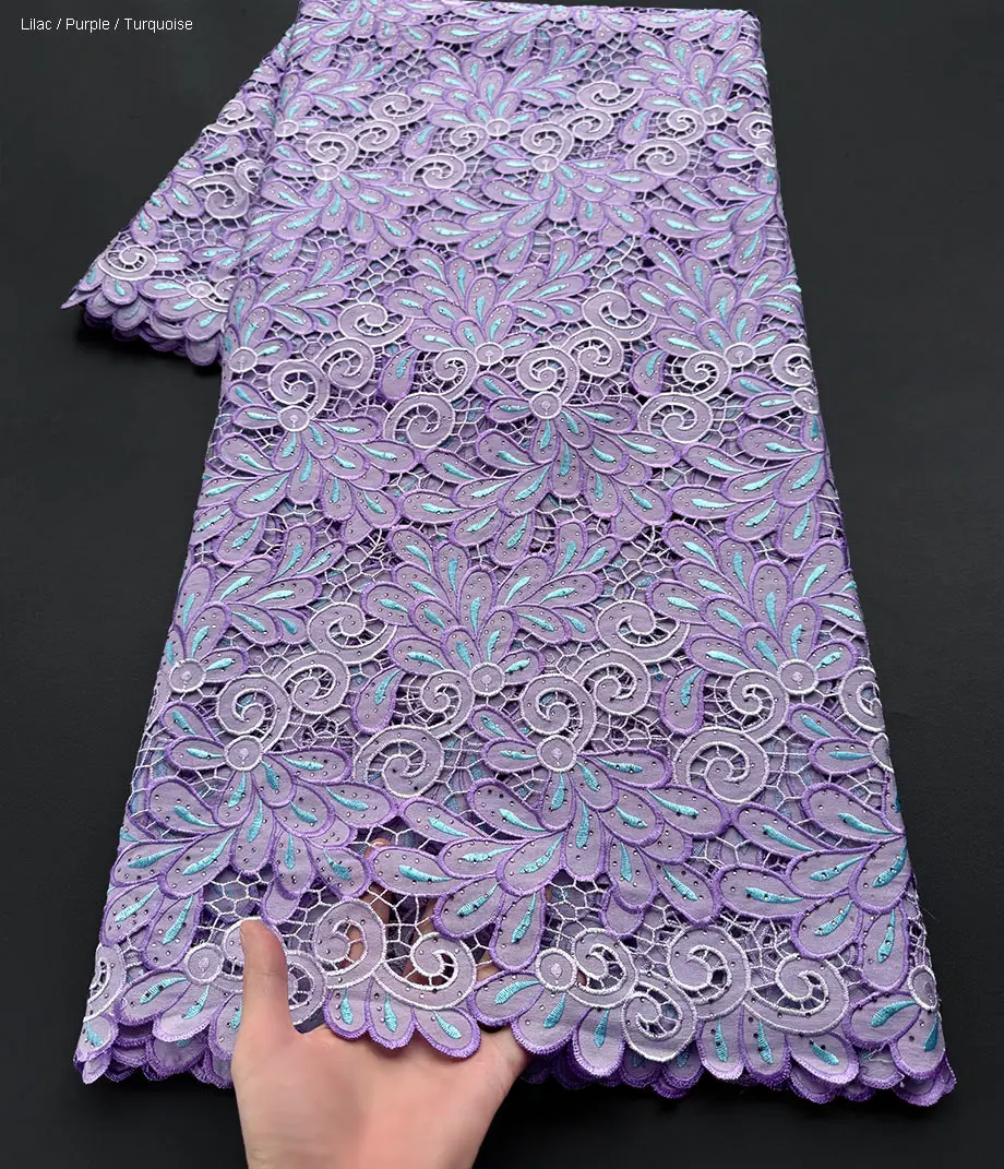 

Guipure Embroidery Lace Original Korea Voile Fabric 2025 African Celebrants Cord Cloth Sewing Garment Dubai Abaya Skin Friendly