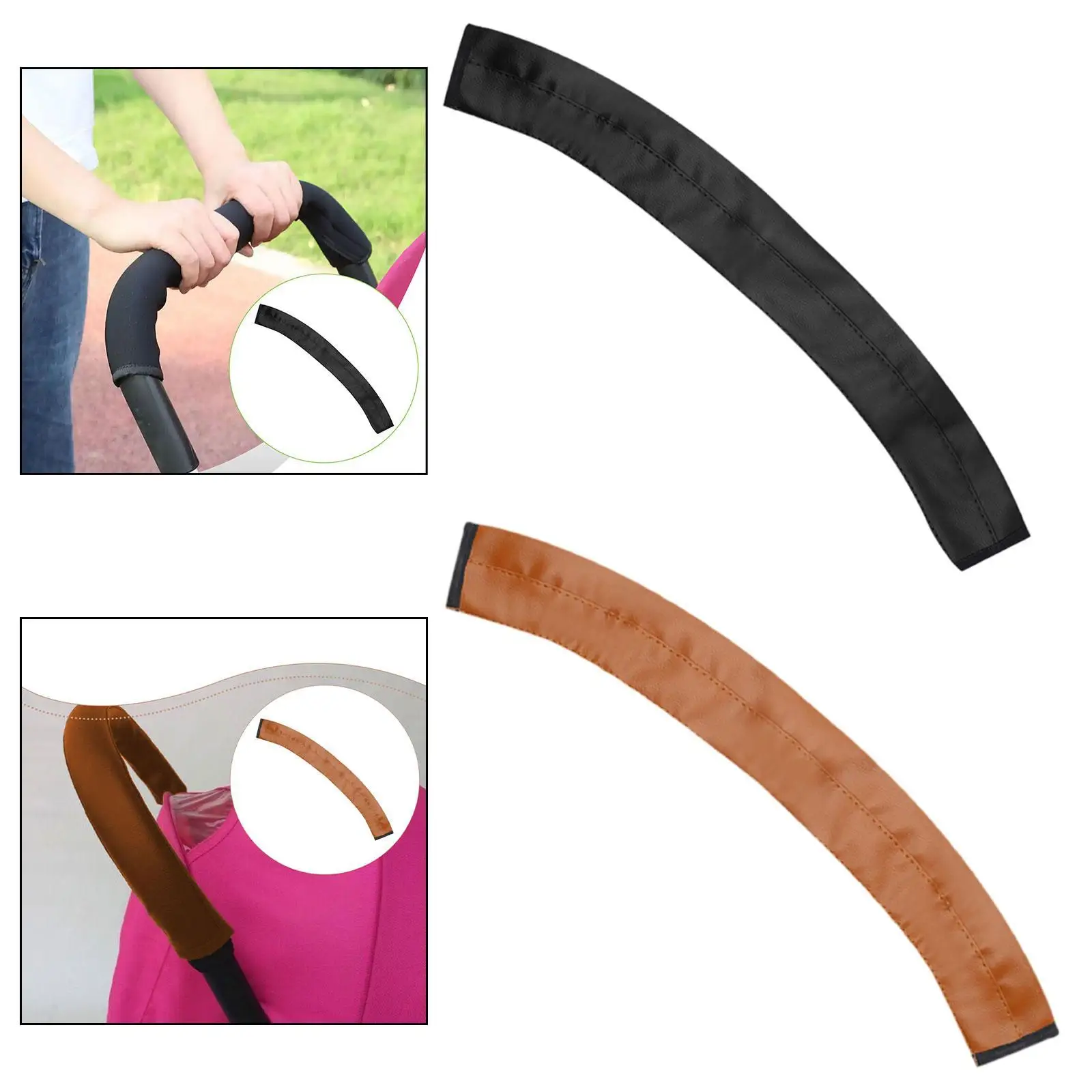 Stroller Accessory PU Leather Dustproof Handlebar Protector Soft Grip Armrest Cover for Baby Universal Pushchair
