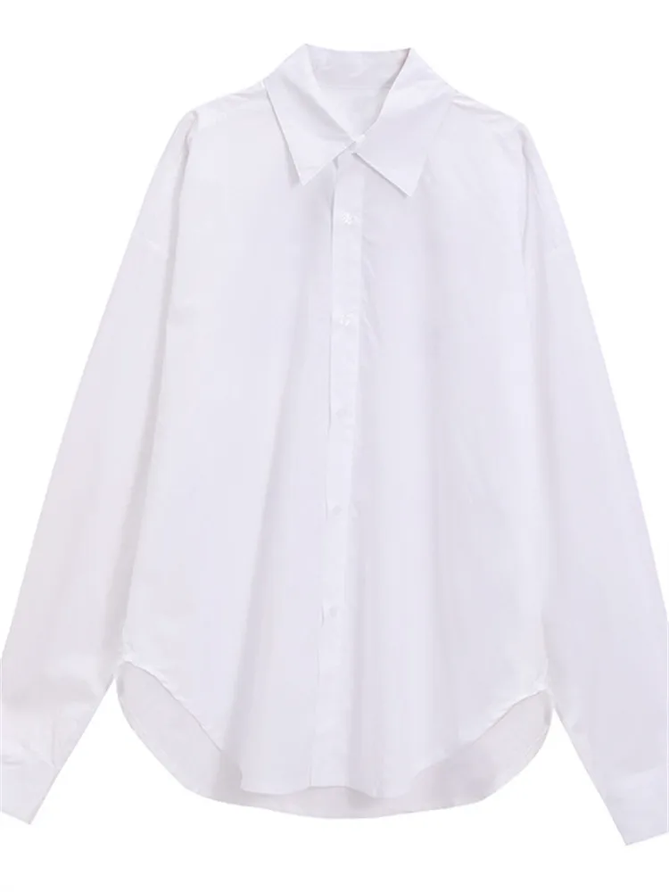 Ele White irt Jaet feminino primavera outono high-end sensação sli lindo top doce picante menina coreana sle solto...