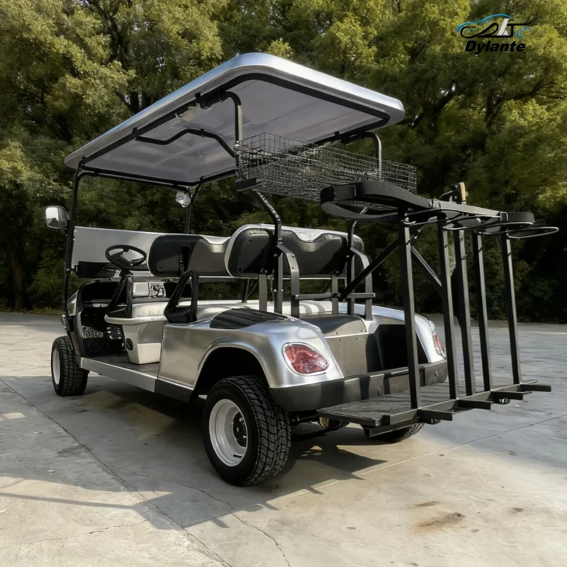 جديد نادي سيارة عربة جولف كهربائية الكبار مزرعة الكهربائية أربع عجلات سيارة كهربائية مع حقيبة جولف الأشرطة وسلة على الطرق الوعرة الإطارات #6