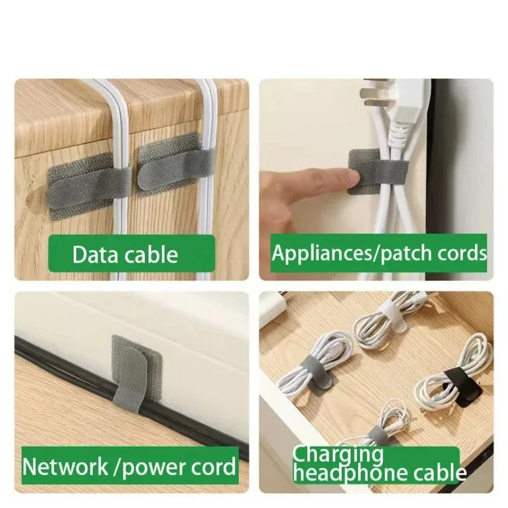 Self Adhesive Reusable Cable Ties Velcro Fastening Wire Organizer Adjustable Cord Holder for Desk Power Cord Management image 6