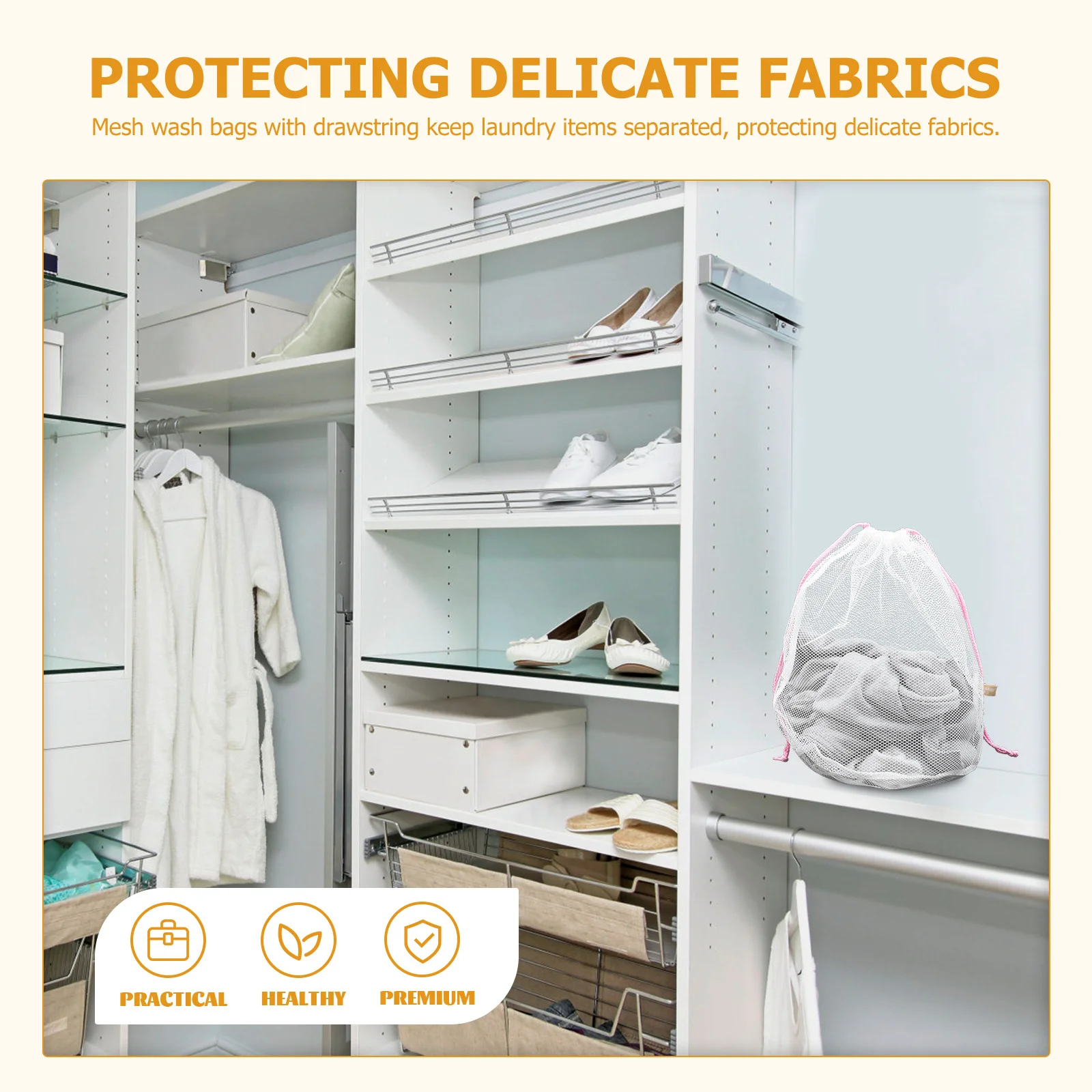 

Alipis 3Pcs Foldable Laundry Bag with Drawstring for Travel College Sorting Delicate Fabrics