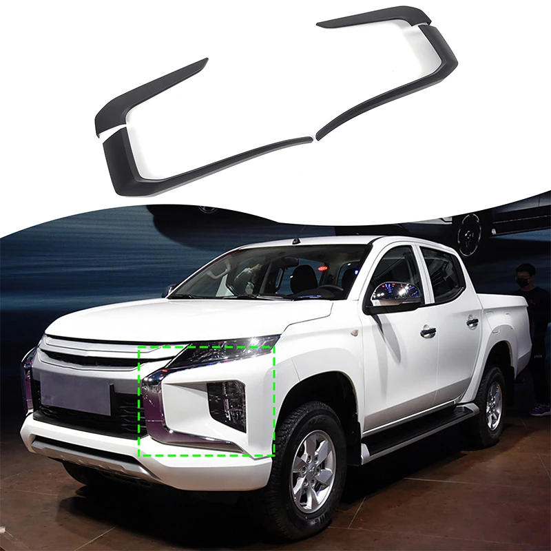 

For Mitsubishi L200 Triton 2019-2023 ABS matte black car front grille decorative strip sticker exterior protection accessories