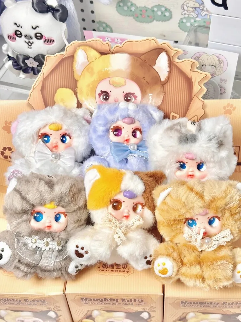 

Подлинная плюшевая подвеска Mm Milk Candy Naughty Cat, слепая коробка, милое украшение, изысканный вращающийся хвост с заводным механизмом, игрушки для девочек, подарок