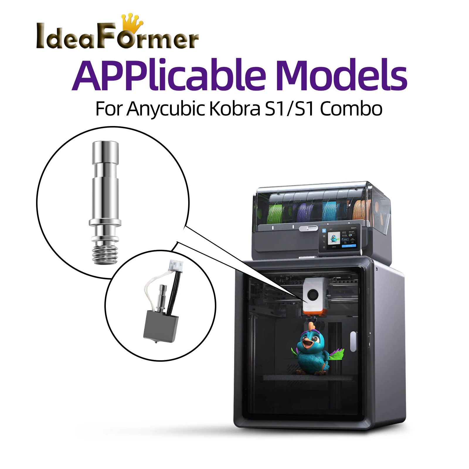 

For Anycubic Kobra S1 Stainless steel Throat All Metal For Kobra S1 Heat Dissipation Block S1 Combo 3d Pinter Accessories