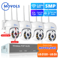 Movols H.265 3MP 4MP 5MP Wireless CCTV System Two Way Audio Waterproof WIFI IP Auto tracking PTZ 10CH NVR Video Surveillance Kit