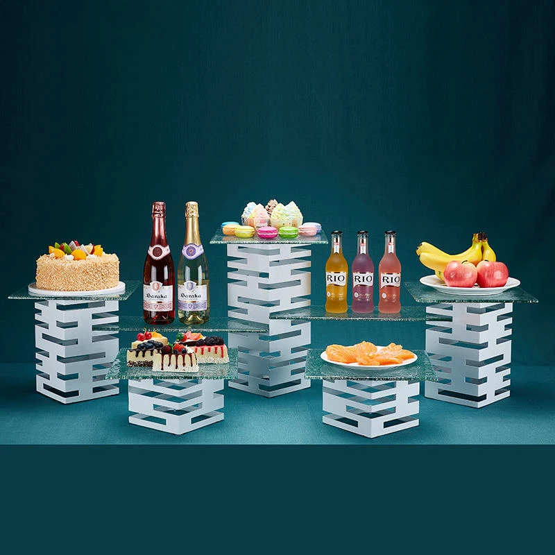 

Custom Outdoor Catering Decorations Equipment Material Cake Serving Buffet Riser Acrylic Dessert Buffet Display Stand