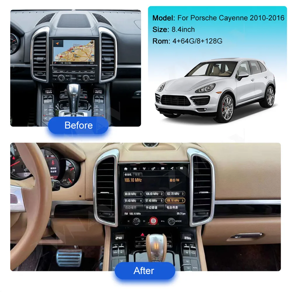 8.4 Inch Android 11 Car Radio For Porsche Cayenne 2011 - 2017 Auto Multimedia Video Stereo Player Recorder Head Unit GPS Carplay