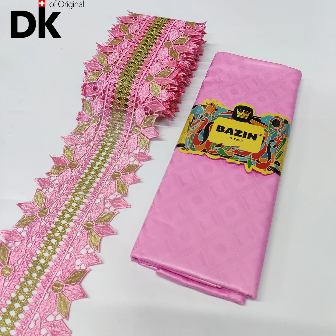 5+5 Yards White And Gold African Lace Fabric 2025 High Quality Lace Ribbon For Crafts With Basin Riche  Nigeria Dresses