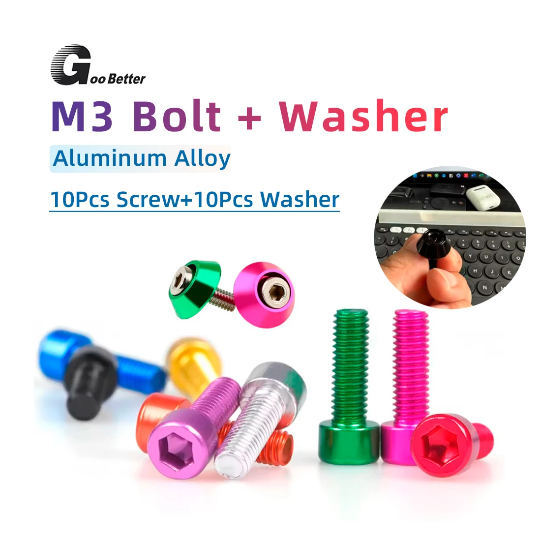 

5-Piece Bicycle Bottle Cage Screw Set M3 Ultra-Light Aluminum Alloy Bracket Bolt Mountain Bike Road Bike Accessories Screw + Nut