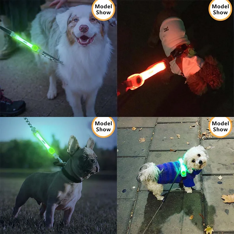 Collar Dog LED Lights Clip Waterproof Dog Tag Anti-lost for Night Walking Bright High Visibility Glow Attach to Collar Harness