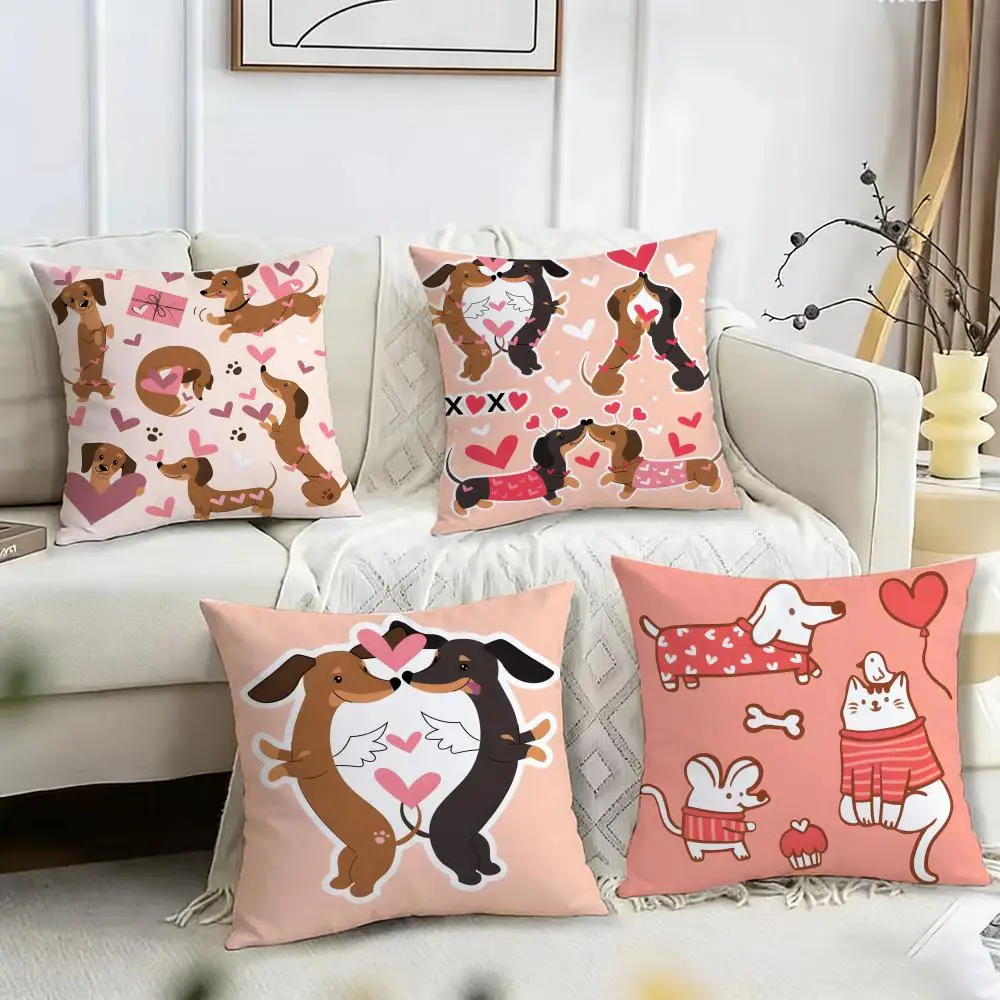 Dachshund Dog Cushion Cover Pillow Case Short Plush Print Cushion Cover Square Throw Pillow Covers Sofa Home Decor