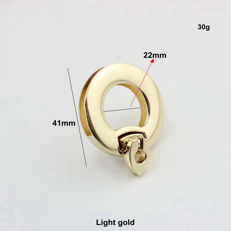 20sets 41mm Light gold finish round flip lock for purse bags genuine Hardware Accessories