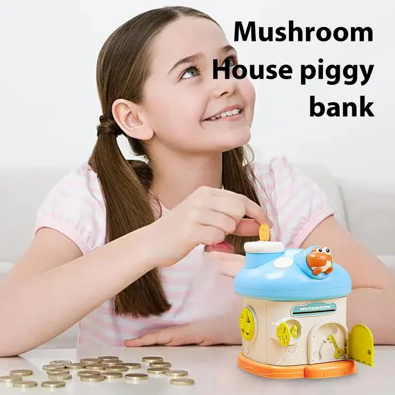 Cute Coin Bank Mushroom House Coin Storage Box Large Capacity Money Organizer For New Year Christmas Children's Day And