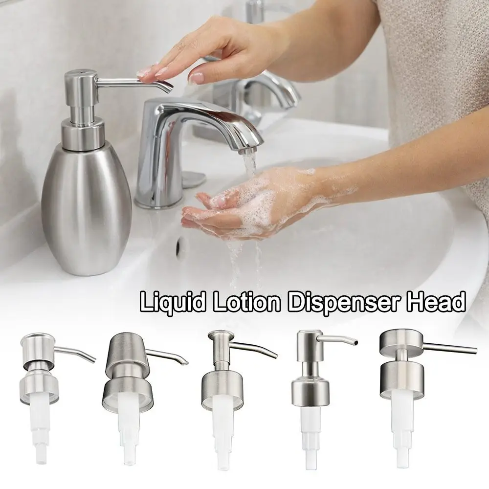 

Fashion Stainless Steel Soap Pump Head Replaceable Reusable Liquid Lotion Dispenser Head 28 Thread Shampoo Pump Tube