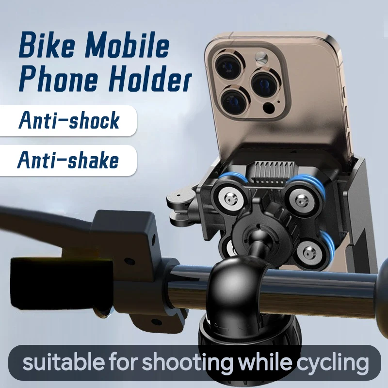 Universal Bike Phone Mount 360° Rotation Angle Mobilephone Holder Motorcycle ABS+Silicone Anti-shock-shake Bicycle Acessories