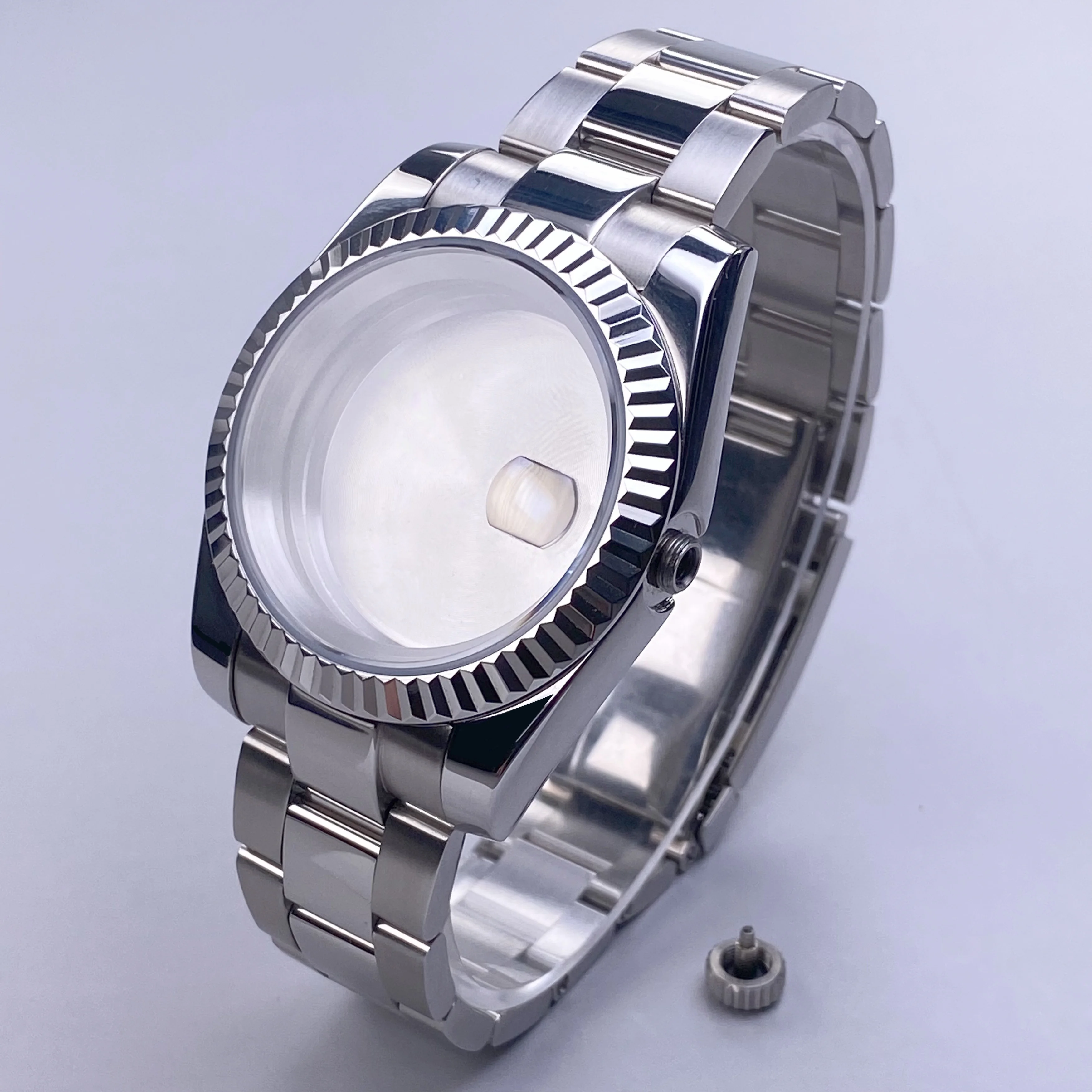 36 مللي متر/39 مللي متر مزمر الحافة NH35 حافظة الياقوت الزجاج حاوية من الفولاذ المقاوم للصدأ صالح Nh35 Nh36 ساعة يد تعمل بالحركة NH35