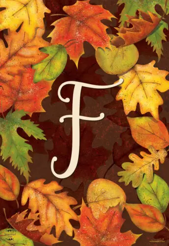 Fall Leaves Monogram Letter F Garden Flag Autumn ; Briarwood Lane